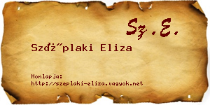Széplaki Eliza névjegykártya